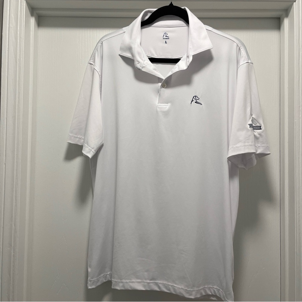 Rhoback Polo Shirt Men's L White Collared Golf Athleisure Stretch Preppy Branded